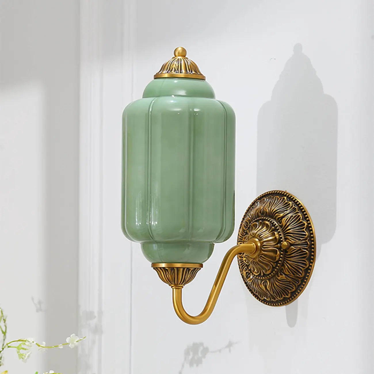 Applique murale vintage élégante en verre et acier vert