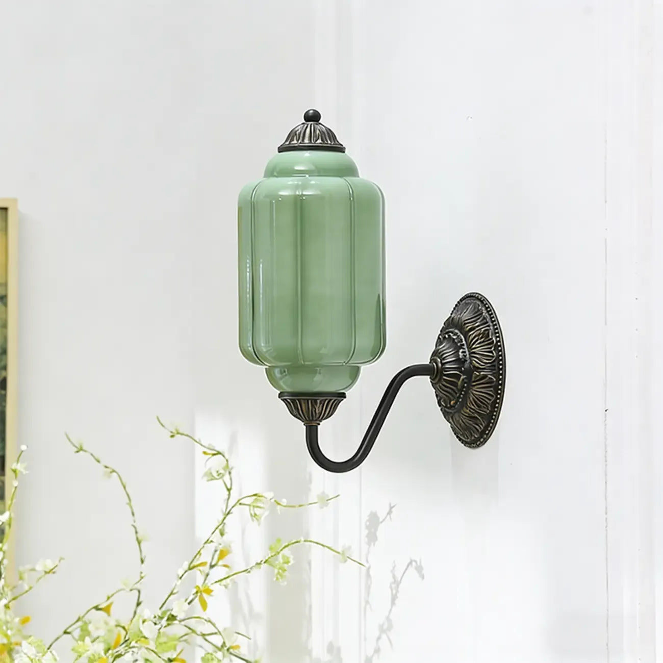 Applique murale vintage élégante en verre et acier vert