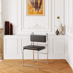 Chaises de salle à manger contemporaines à dossier bas en similicuir et métal