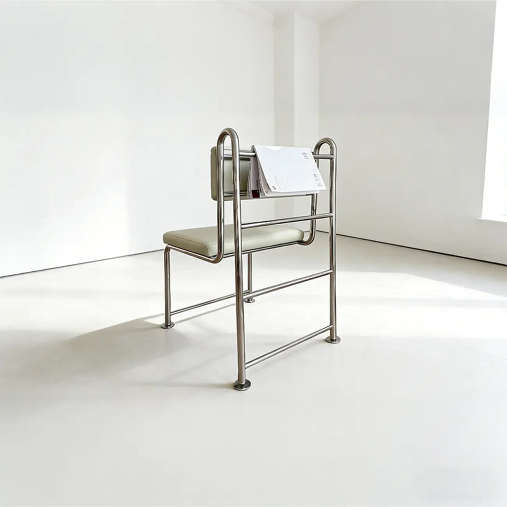 Chaises de salle à manger contemporaines à dossier bas en similicuir et métal