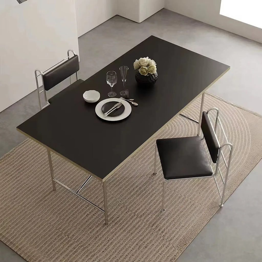 Chaises de salle à manger contemporaines à dossier bas en similicuir et métal