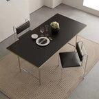 Chaises de salle à manger contemporaines à dossier bas en similicuir et métal