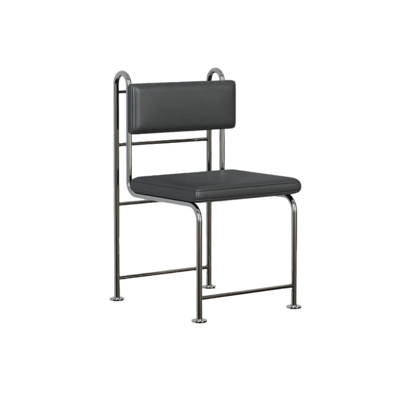 Chaises de salle à manger contemporaines à dossier bas en similicuir et métal