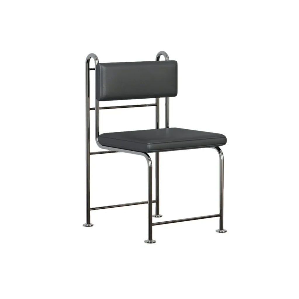 Chaises de salle à manger contemporaines à dossier bas en similicuir et métal