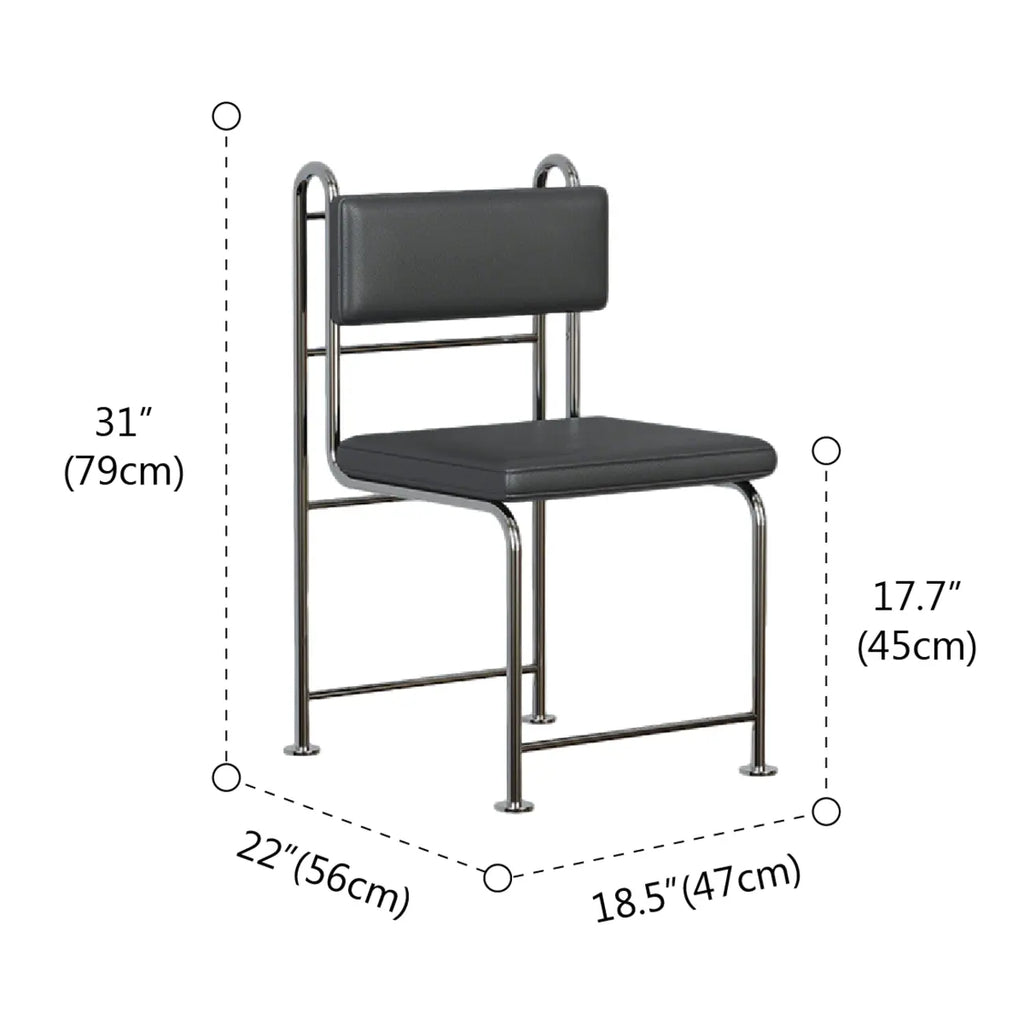 Chaises de salle à manger contemporaines à dossier bas en similicuir et métal