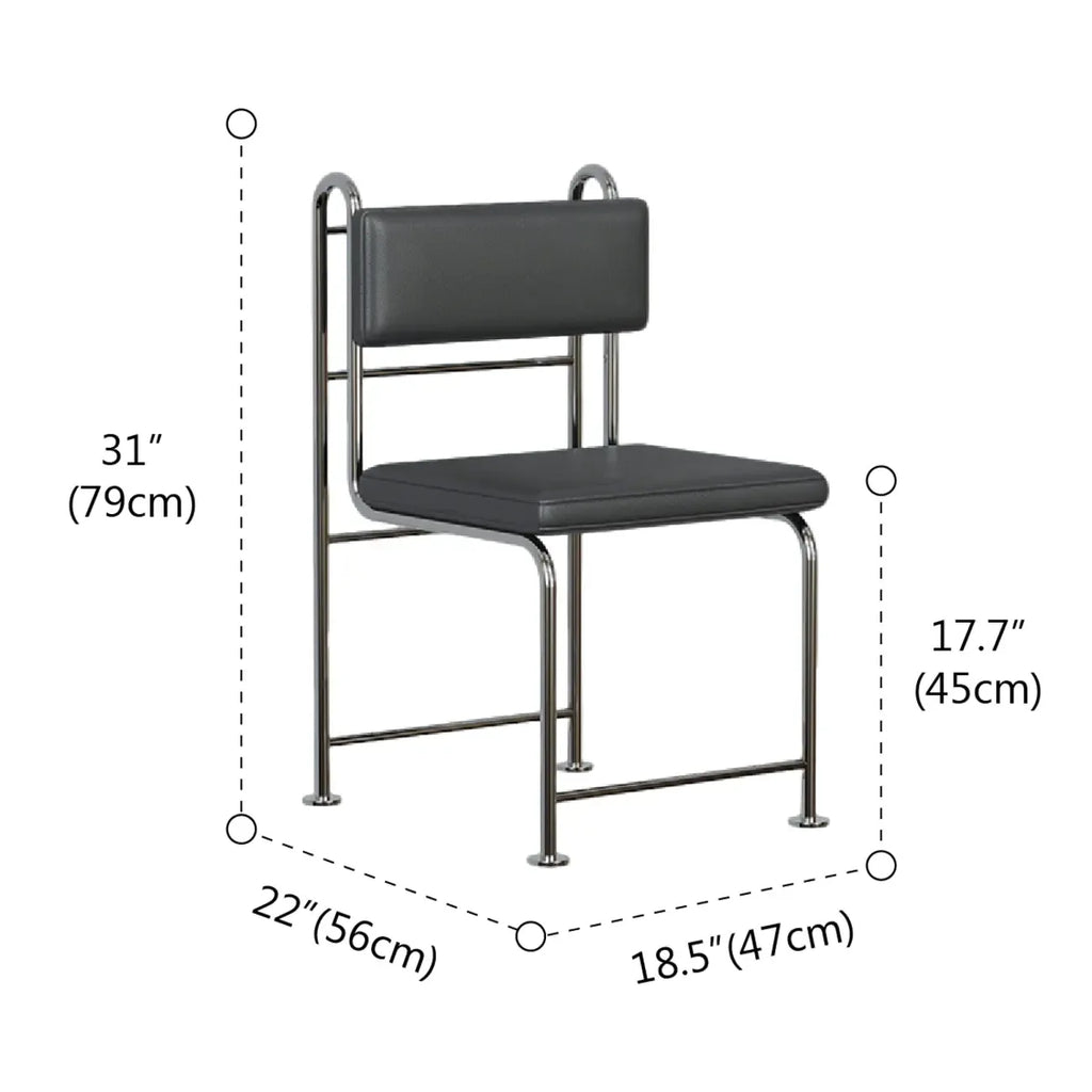 Chaises de salle à manger contemporaines à dossier bas en similicuir et métal