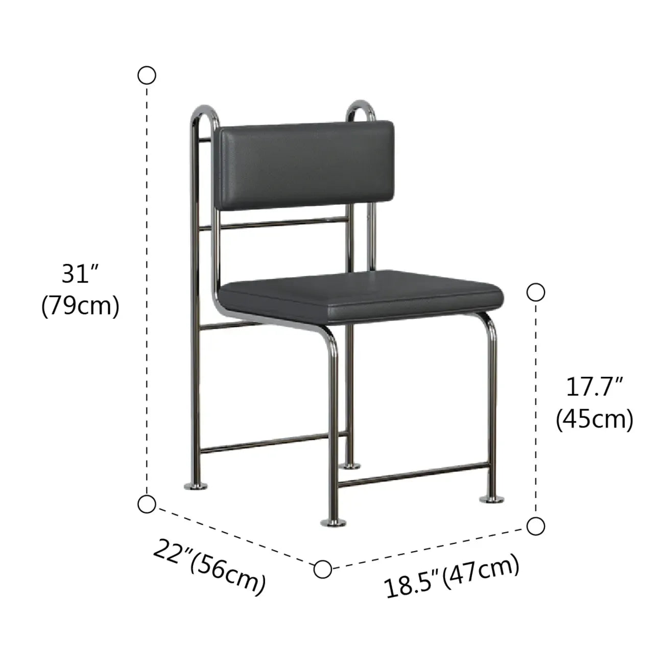 Chaises de salle à manger contemporaines à dossier bas en similicuir et métal