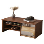 Banc à chaussures d'entrée en bois avec miroir