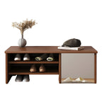 Banc à chaussures d'entrée en bois avec miroir