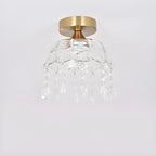 Plafonnier semi-encastré élégant en forme de dôme floral en cristal doré