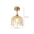 Plafonnier semi-encastré élégant en forme de dôme floral en cristal doré