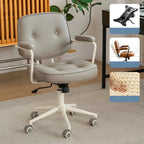 Fauteuil de bureau pivotant moderne en cuir marron à dossier bas