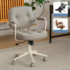Fauteuil de bureau pivotant moderne en cuir marron à dossier bas