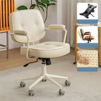 Fauteuil de bureau pivotant moderne en cuir marron à dossier bas