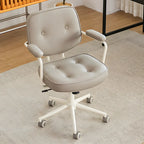 Fauteuil de bureau pivotant moderne en cuir marron à dossier bas