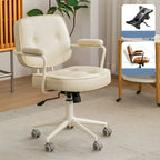Fauteuil de bureau pivotant moderne en cuir marron à dossier bas