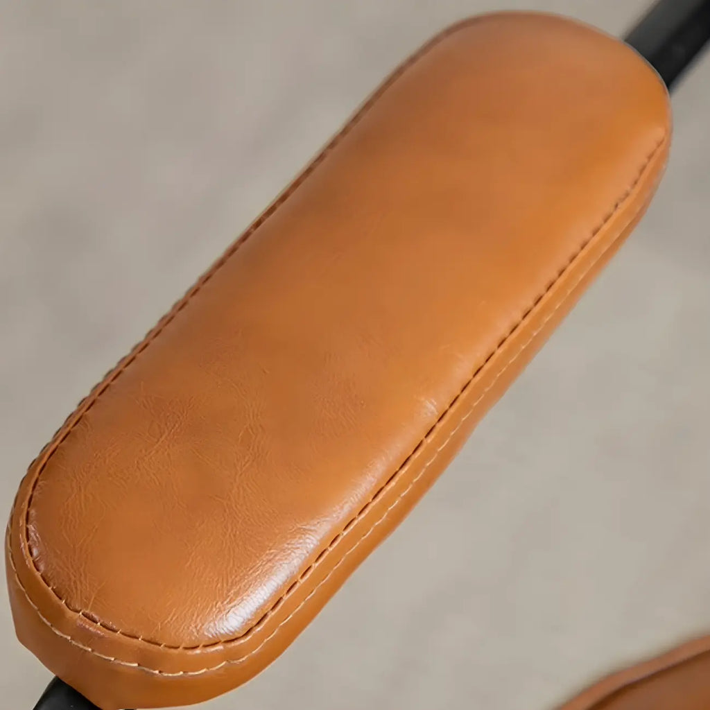 Fauteuil de bureau pivotant moderne en cuir marron à dossier bas