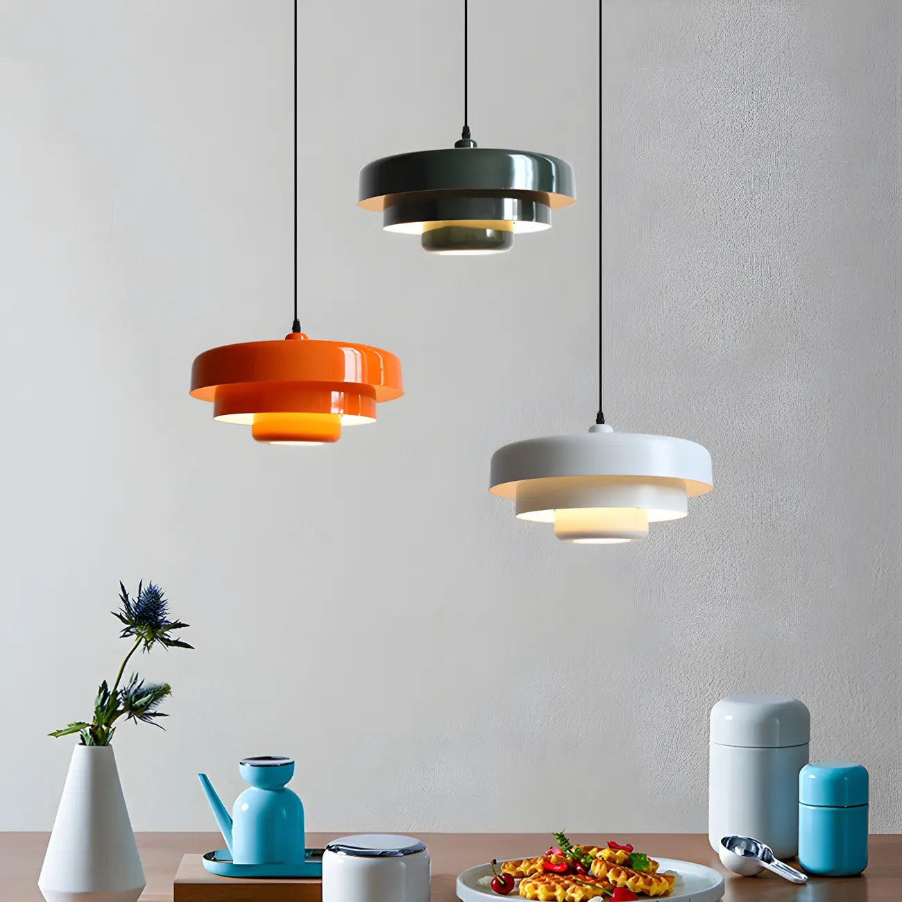 Suspension artistique en fer forgé réglable pour îlot de cuisine