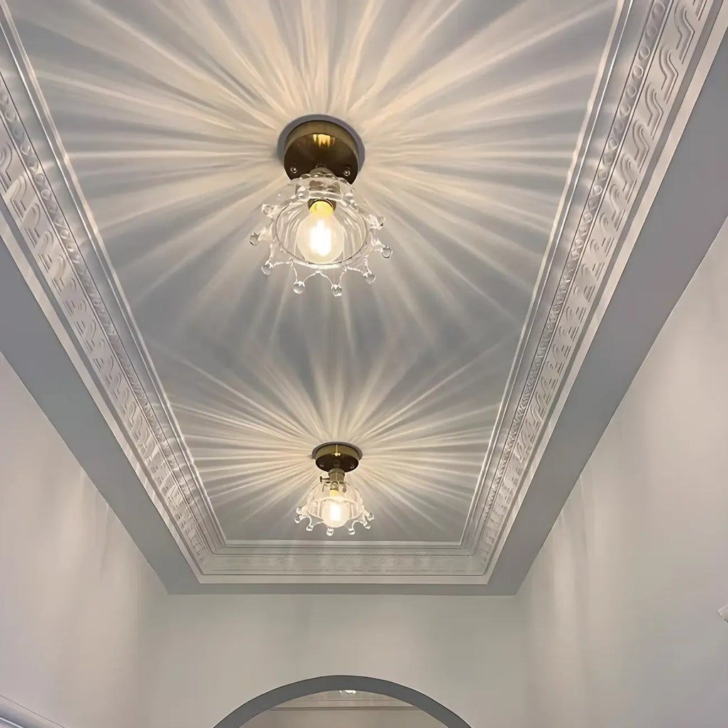 Plafonnier LED semi-encastré géométrique doré pour la décoration d'un couloir