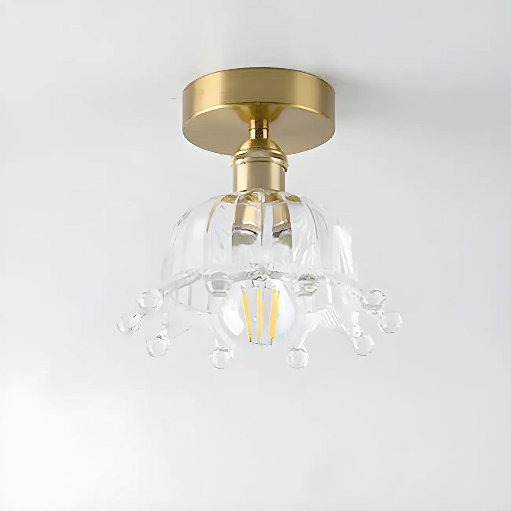 Plafonnier LED semi-encastré géométrique doré pour la décoration d'un couloir