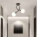 Plafonnier semi-encastré double globe en verre pour couloir
