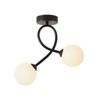 Plafonnier semi-encastré double globe en verre pour couloir