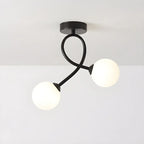 Plafonnier semi-encastré double globe en verre pour couloir