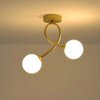 Plafonnier semi-encastré double globe en verre pour couloir