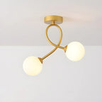 Plafonnier semi-encastré double globe en verre pour couloir