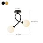 Plafonnier semi-encastré double globe en verre pour couloir