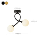 Plafonnier semi-encastré double globe en verre pour couloir