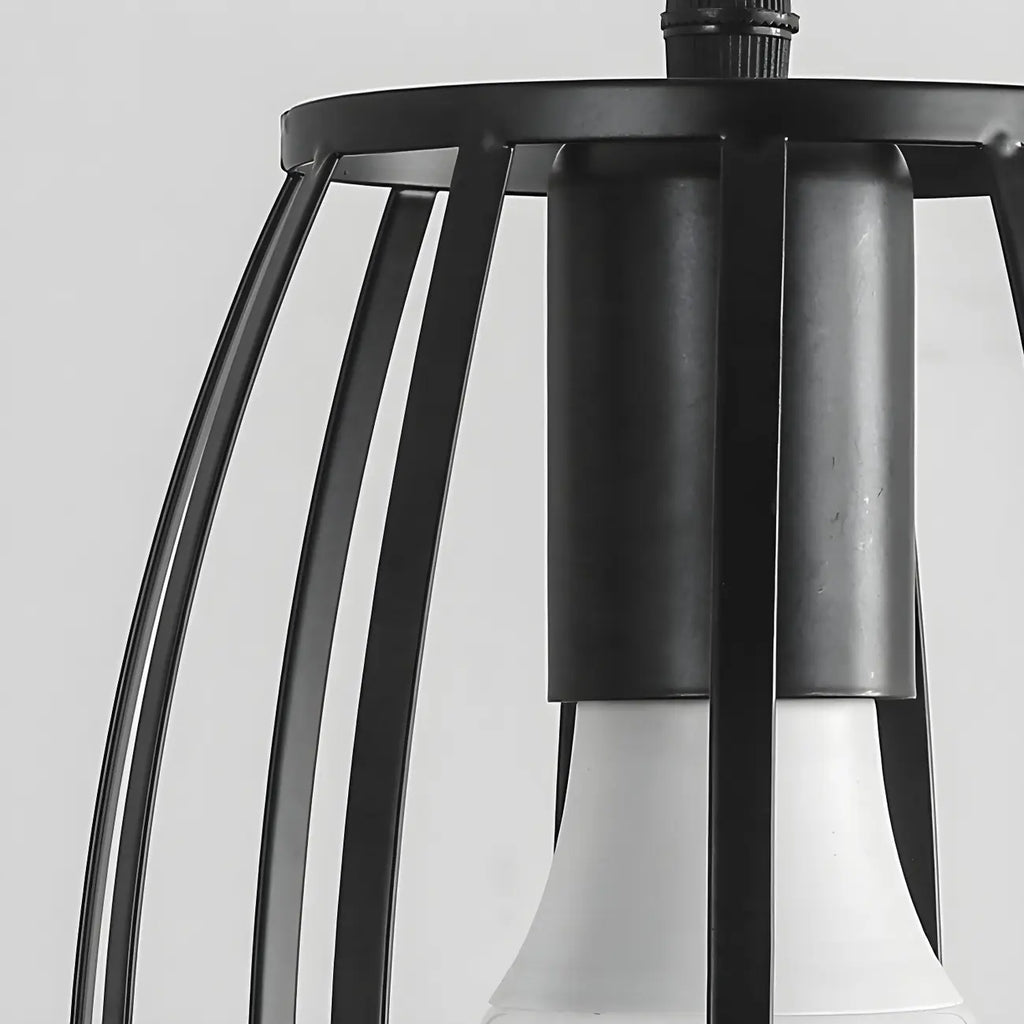 Suspension industrielle géométrique noire réglable pour îlot