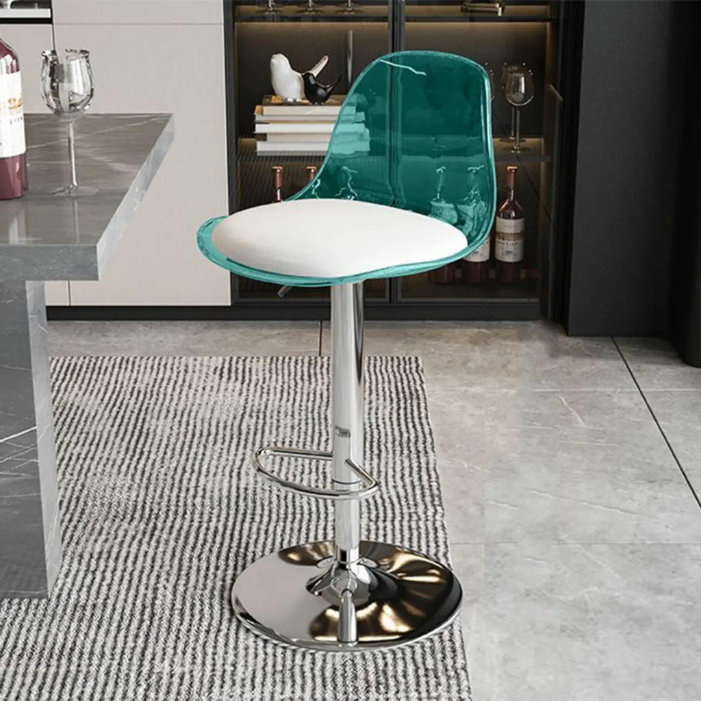 Tabourets de bar pivotants minimalistes en acrylique avec coussin et assise baquet