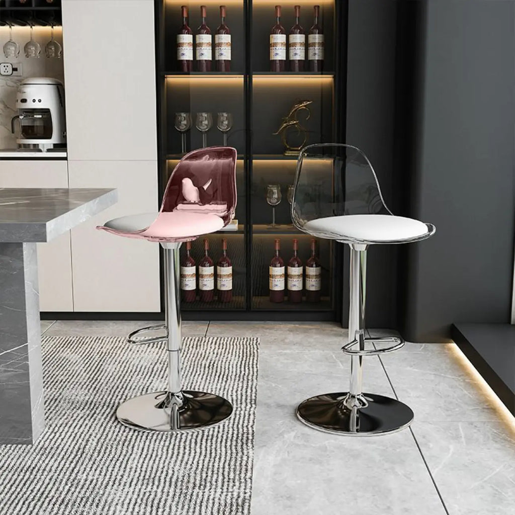 Tabourets de bar pivotants minimalistes en acrylique avec coussin et assise baquet