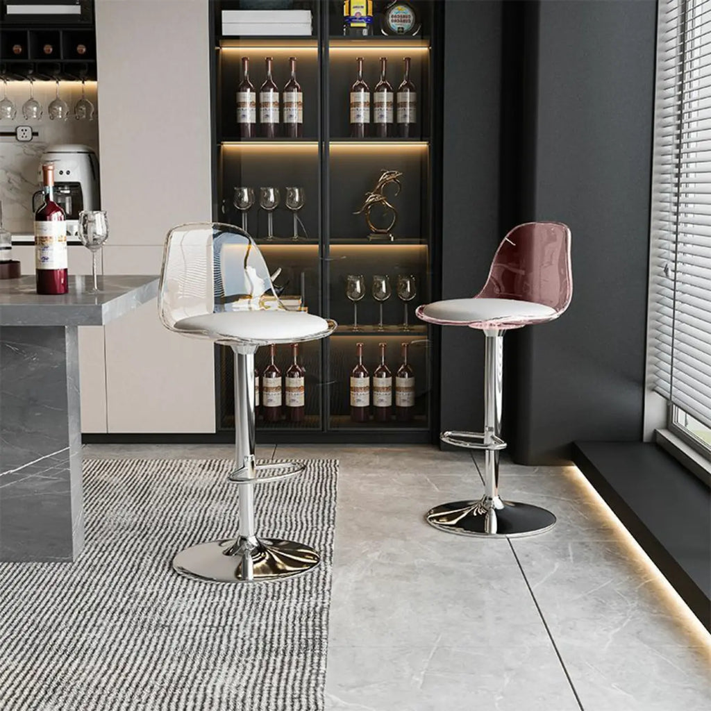 Tabourets de bar pivotants minimalistes en acrylique avec coussin et assise baquet
