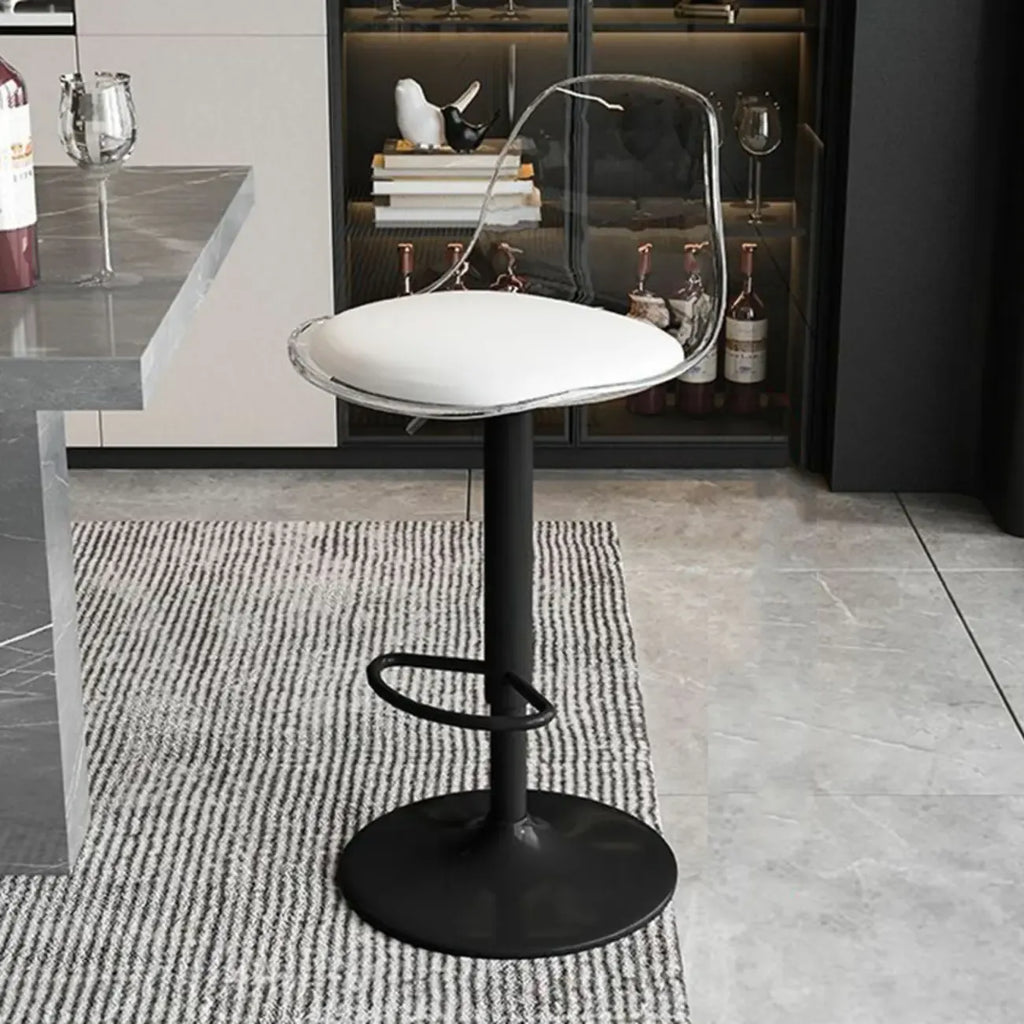Tabourets de bar pivotants minimalistes en acrylique avec coussin et assise baquet