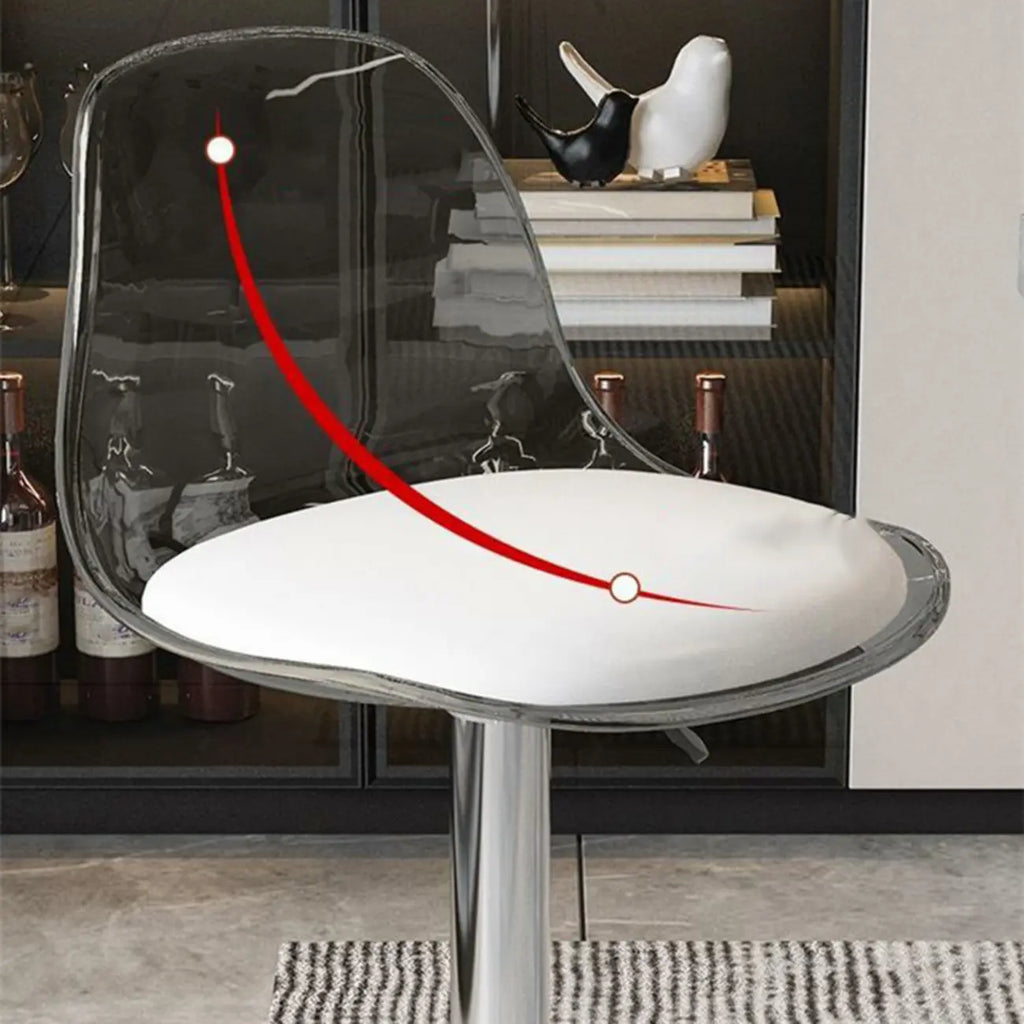 Tabourets de bar pivotants minimalistes en acrylique avec coussin et assise baquet