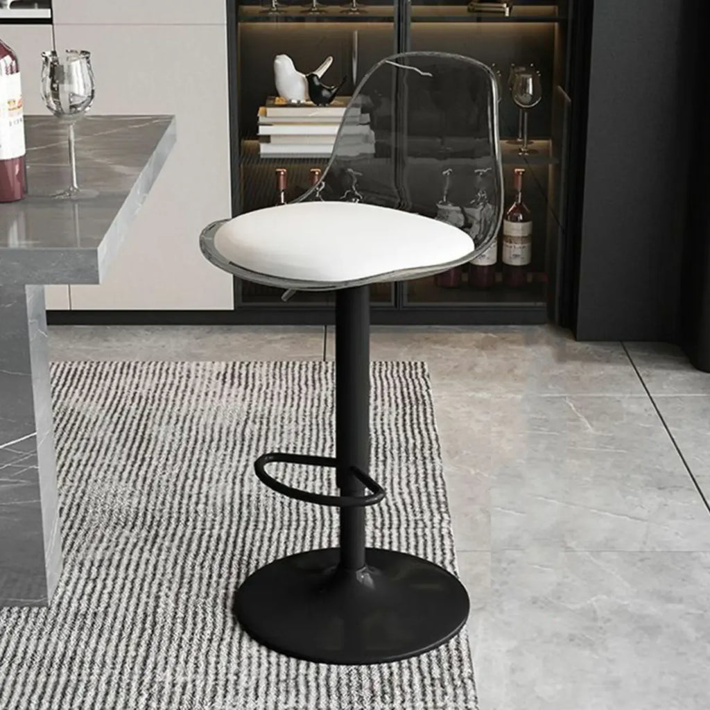 Tabourets de bar pivotants minimalistes en acrylique avec coussin et assise baquet