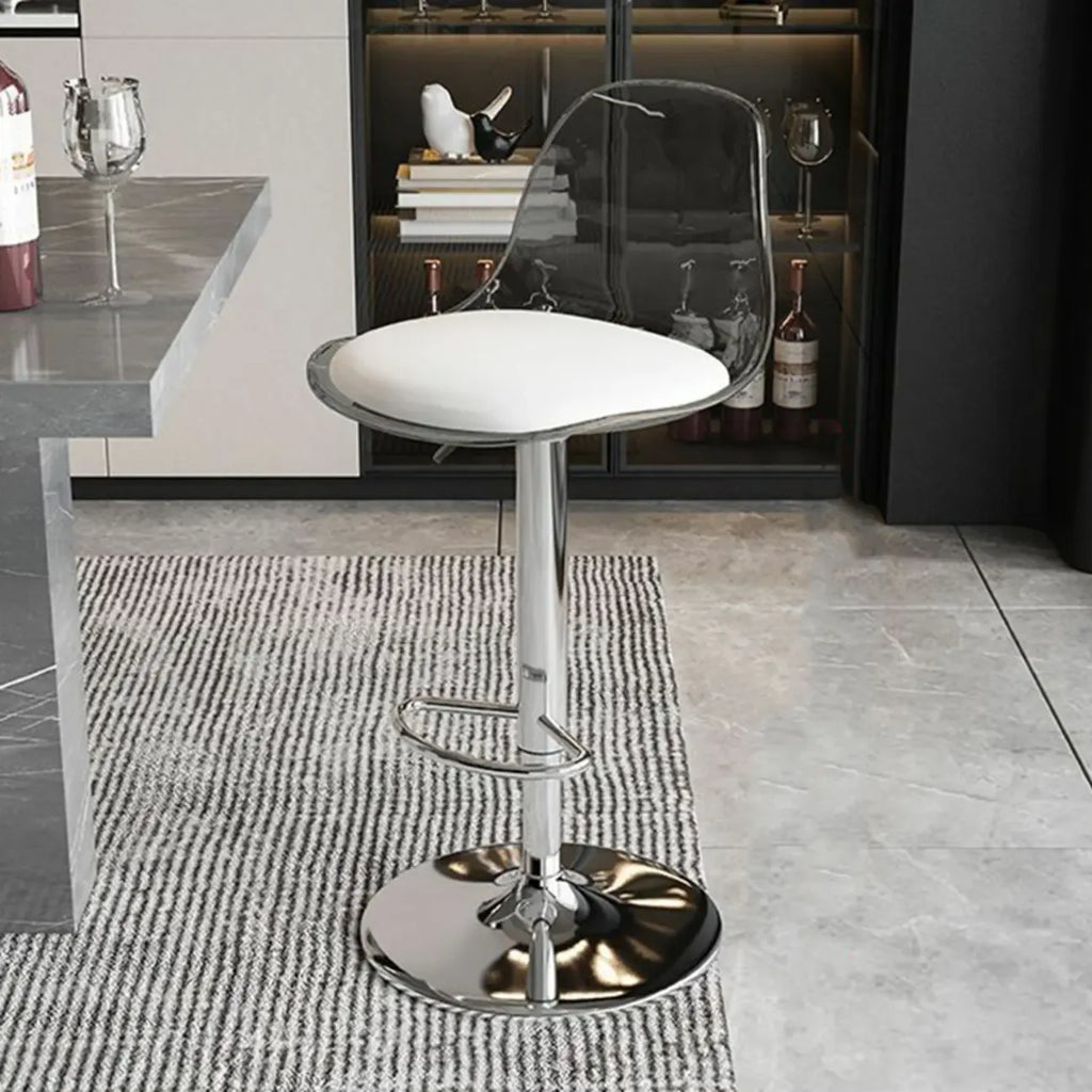 Tabourets de bar pivotants minimalistes en acrylique avec coussin et assise baquet