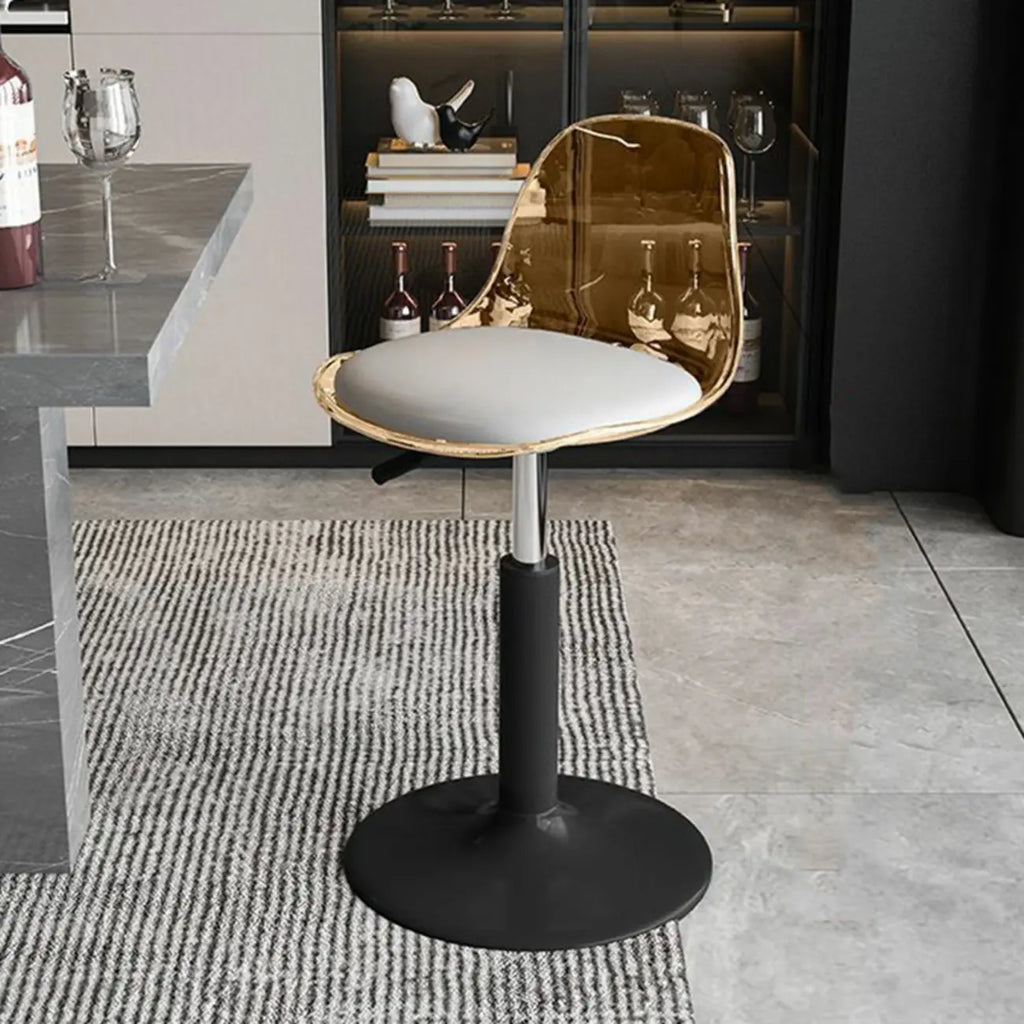Tabourets de bar pivotants minimalistes en acrylique avec coussin et assise baquet