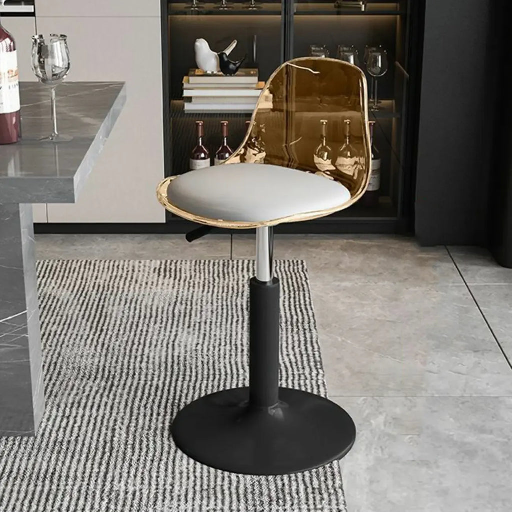 Tabourets de bar pivotants minimalistes en acrylique avec coussin et assise baquet