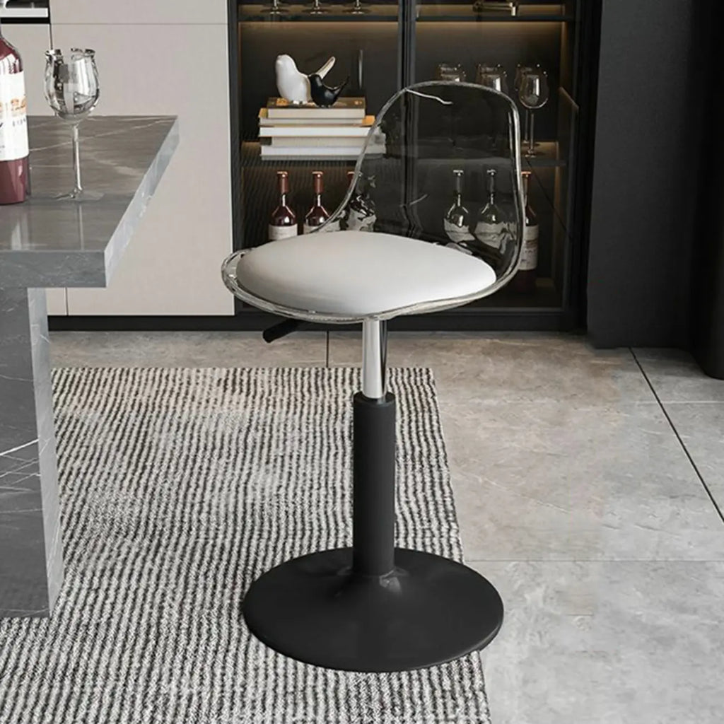 Tabourets de bar pivotants minimalistes en acrylique avec coussin et assise baquet