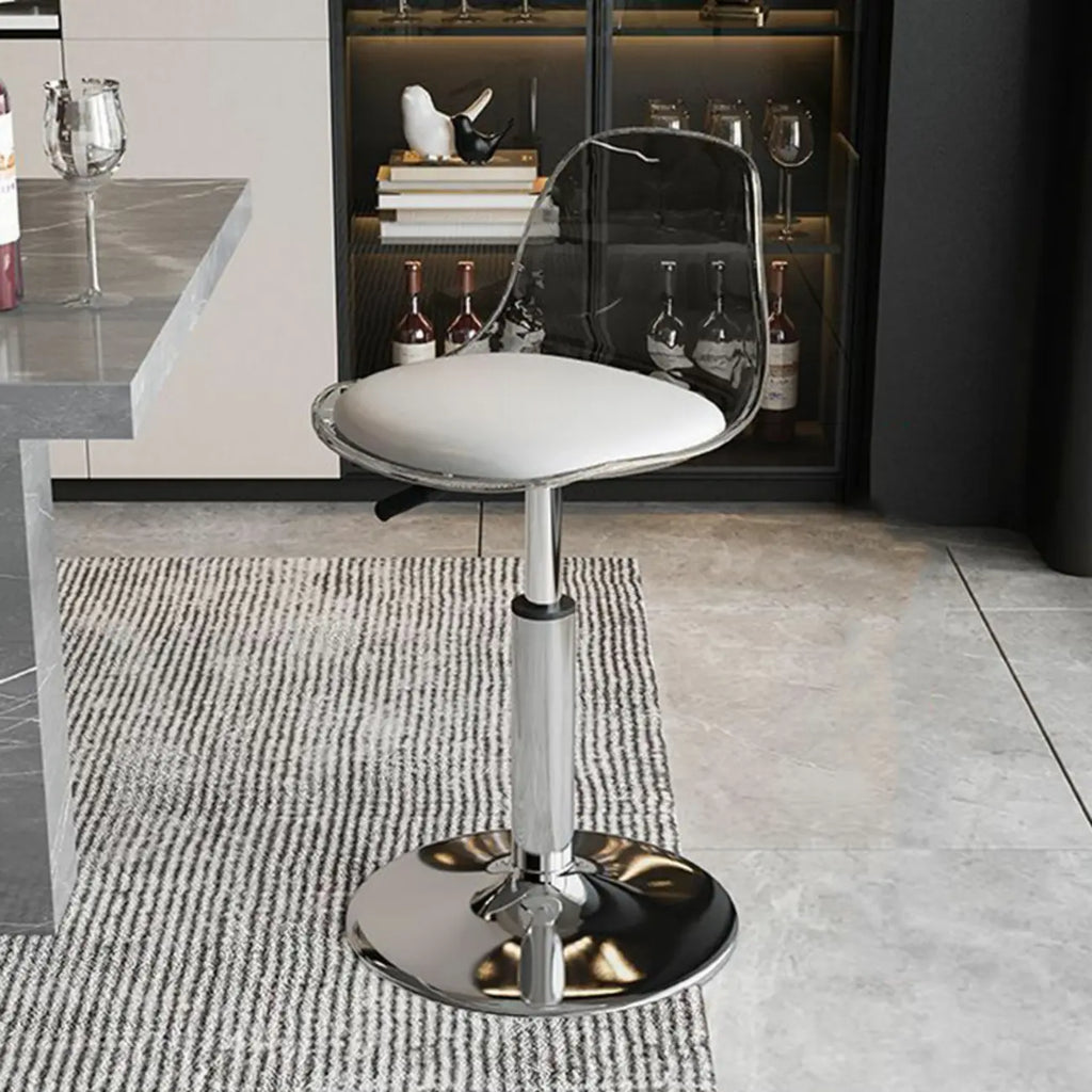 Tabourets de bar pivotants minimalistes en acrylique avec coussin et assise baquet