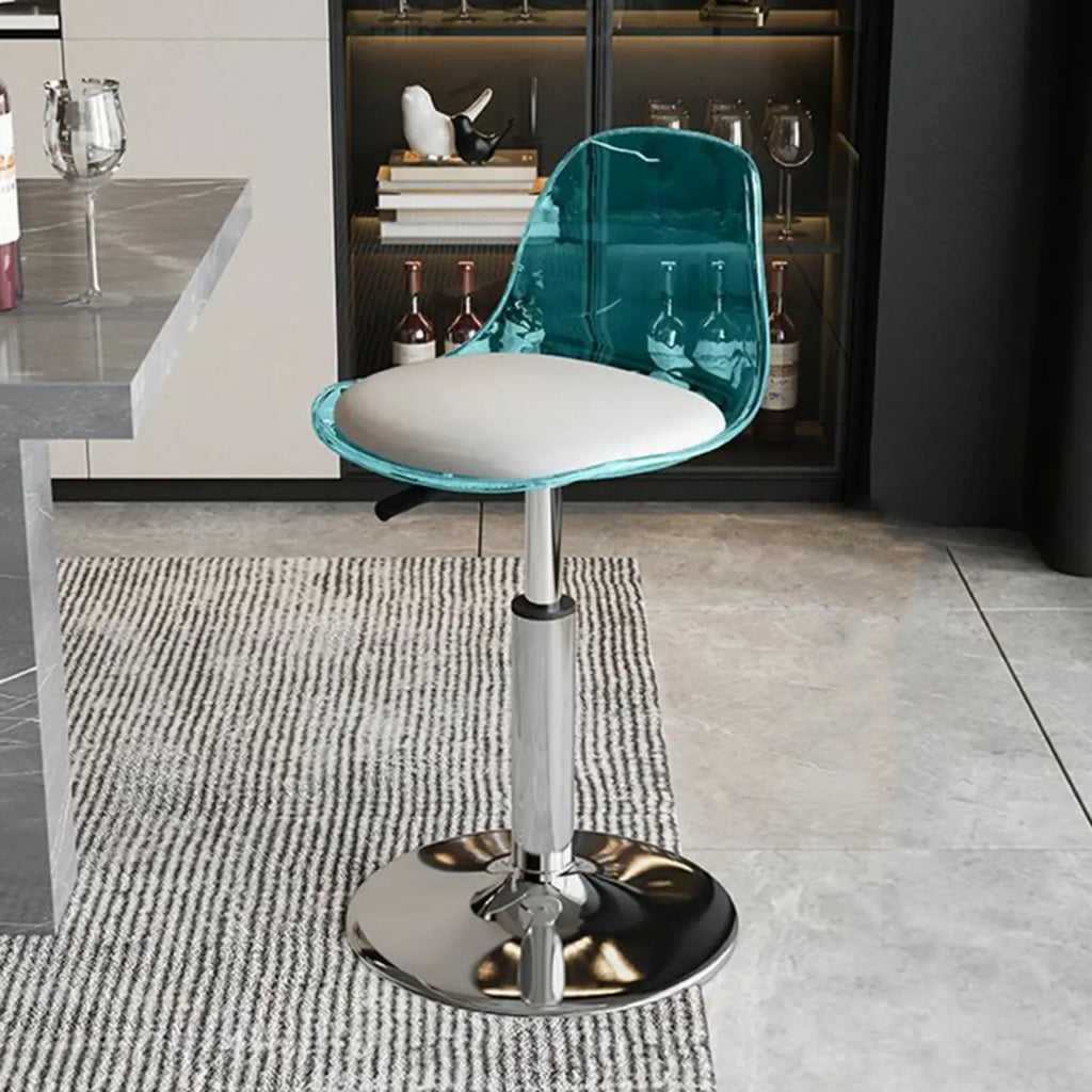 Tabourets de bar pivotants minimalistes en acrylique avec coussin et assise baquet
