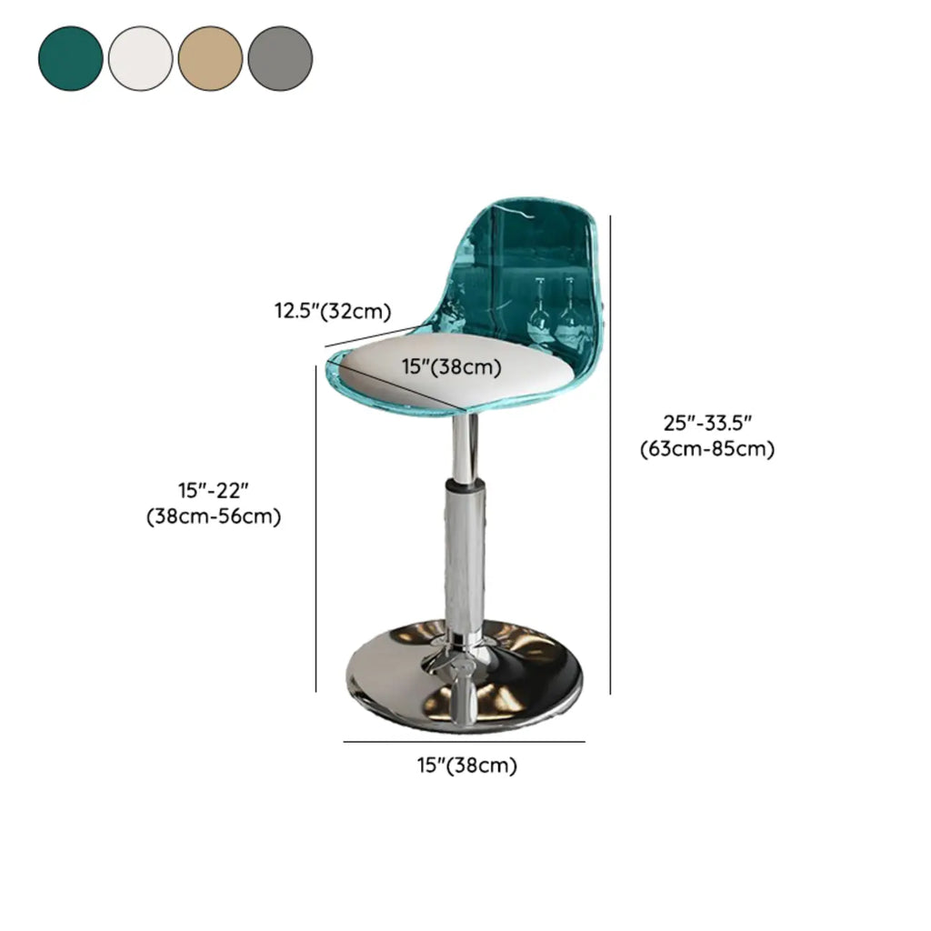 Tabourets de bar pivotants minimalistes en acrylique avec coussin et assise baquet