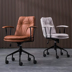 Fauteuil de bureau pivotant et inclinable moderne en cuir vert