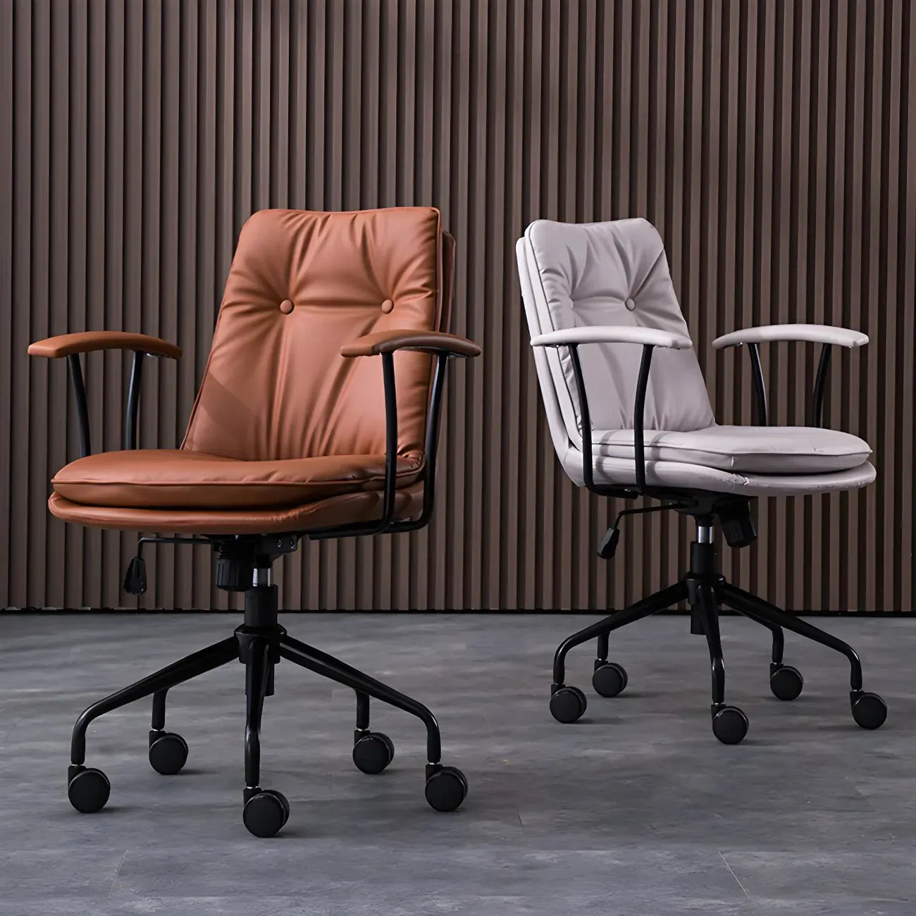 Fauteuil de bureau pivotant et inclinable moderne en cuir vert