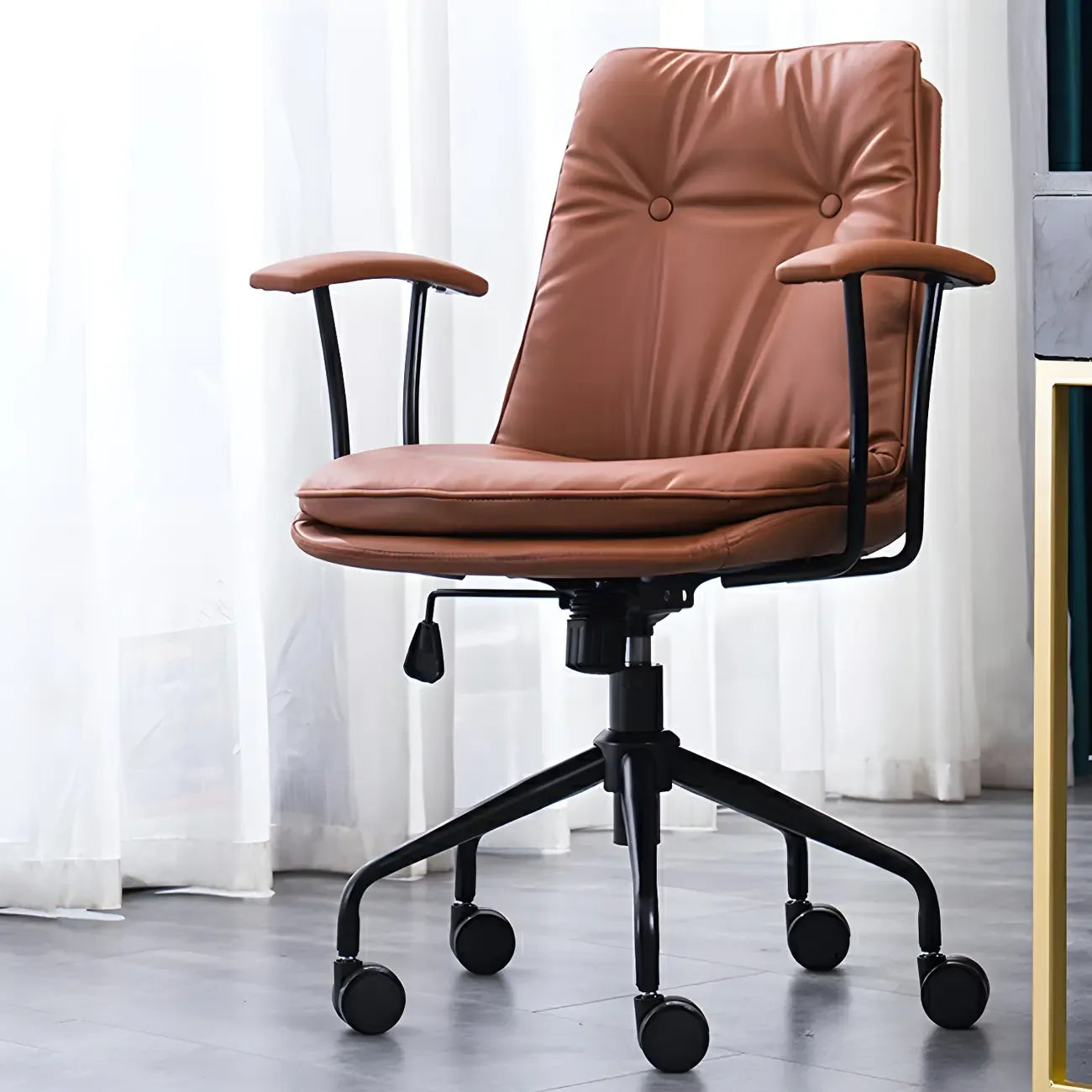 Fauteuil de bureau pivotant et inclinable moderne en cuir vert