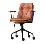 Fauteuil de bureau pivotant et inclinable moderne en cuir vert