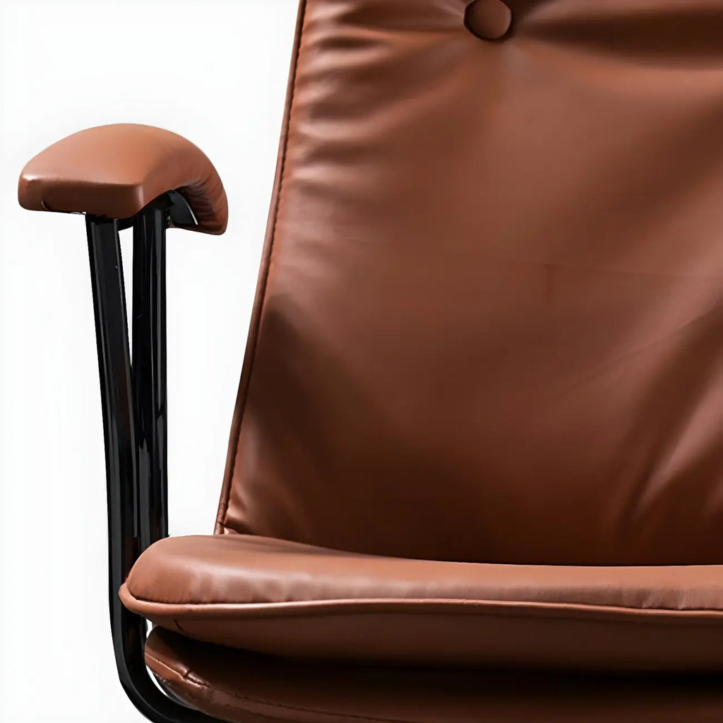 Fauteuil de bureau pivotant et inclinable moderne en cuir vert
